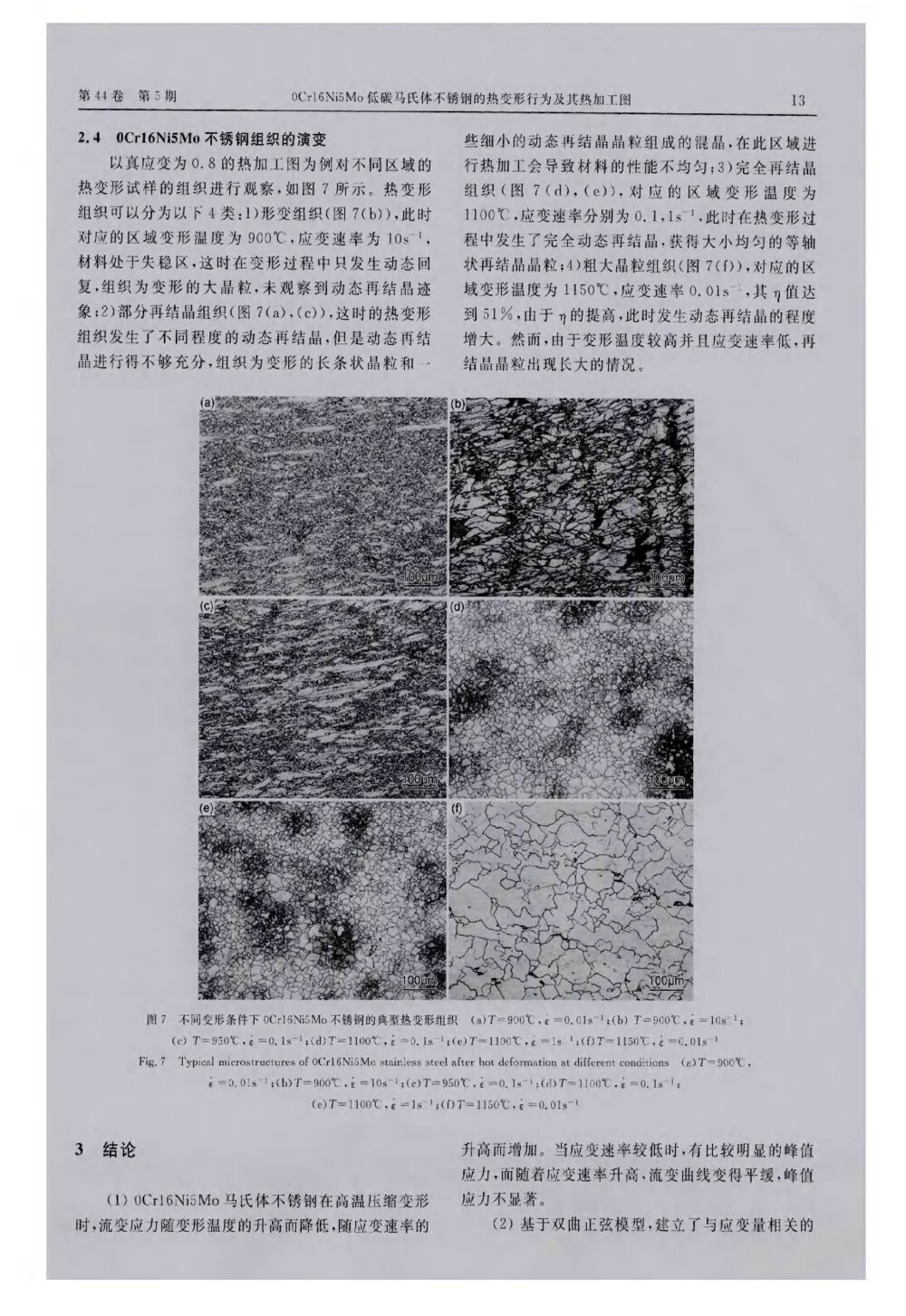 0Cr16Ni5Mo低碳马氏体不锈钢的热变形行为及其热加工图6