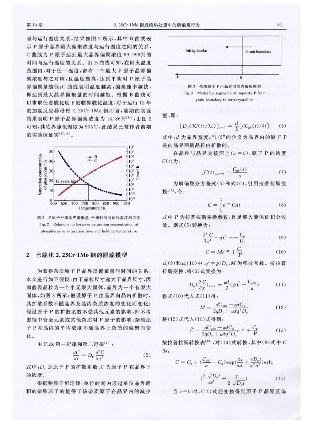 2.25Cr-1Mo钢后续热处理中的磷偏聚行为3