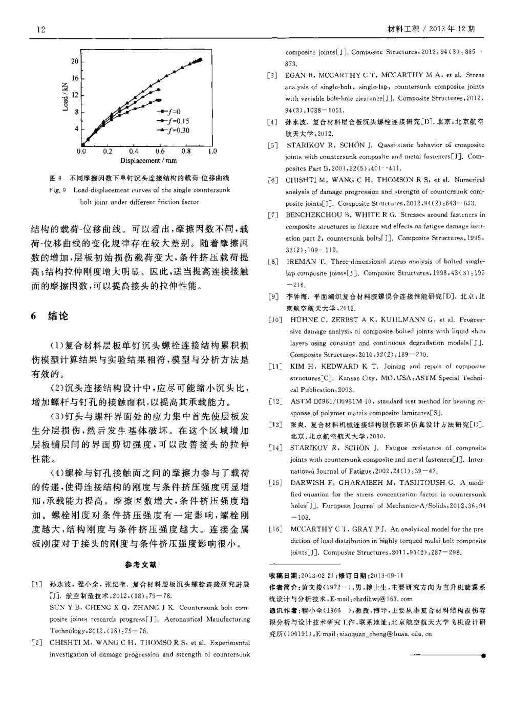 复合材料层板单钉沉头螺栓连接结构拉伸性能5