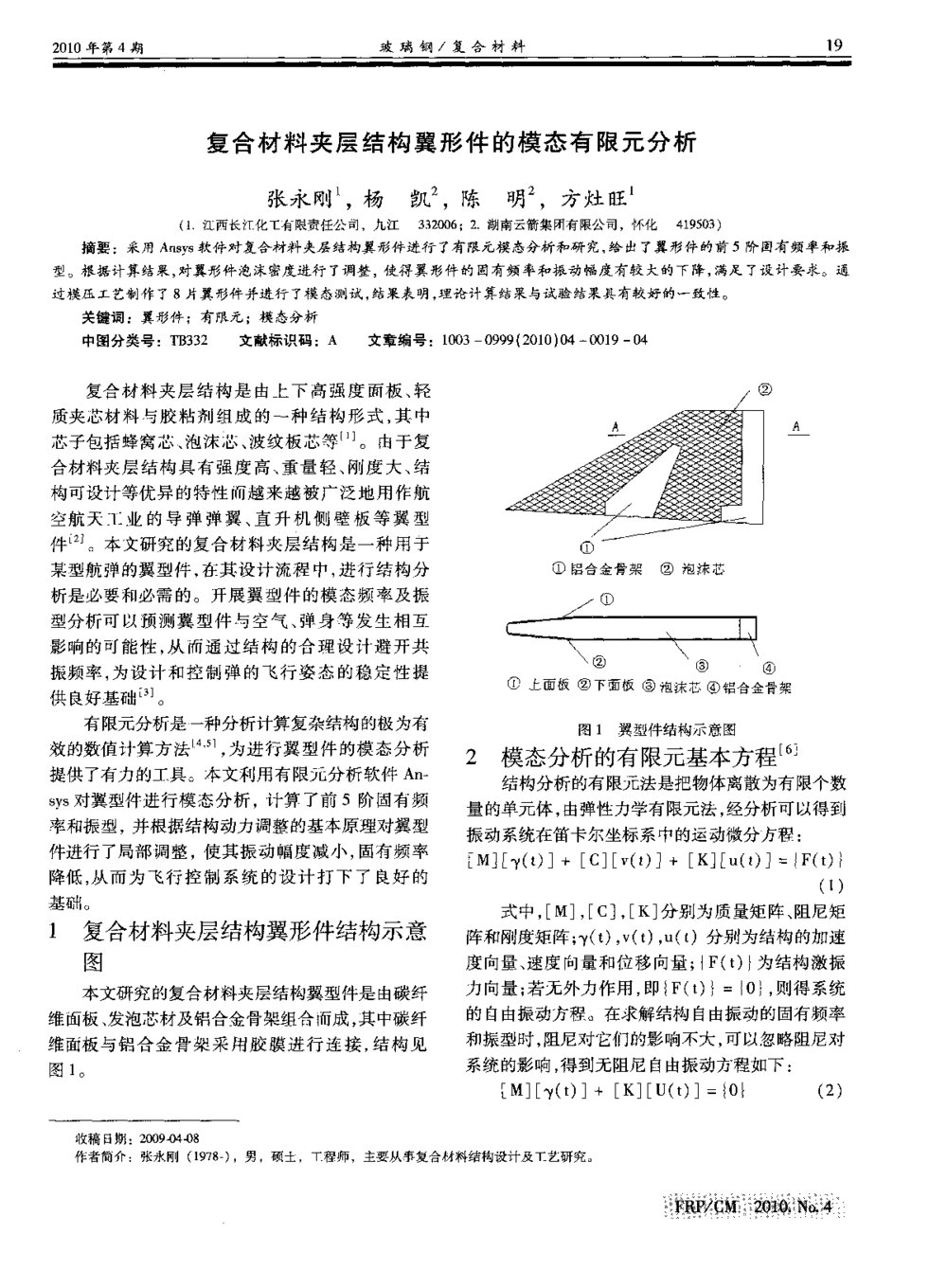 复合材料夹层结构翼形件的模态有限元分析1
