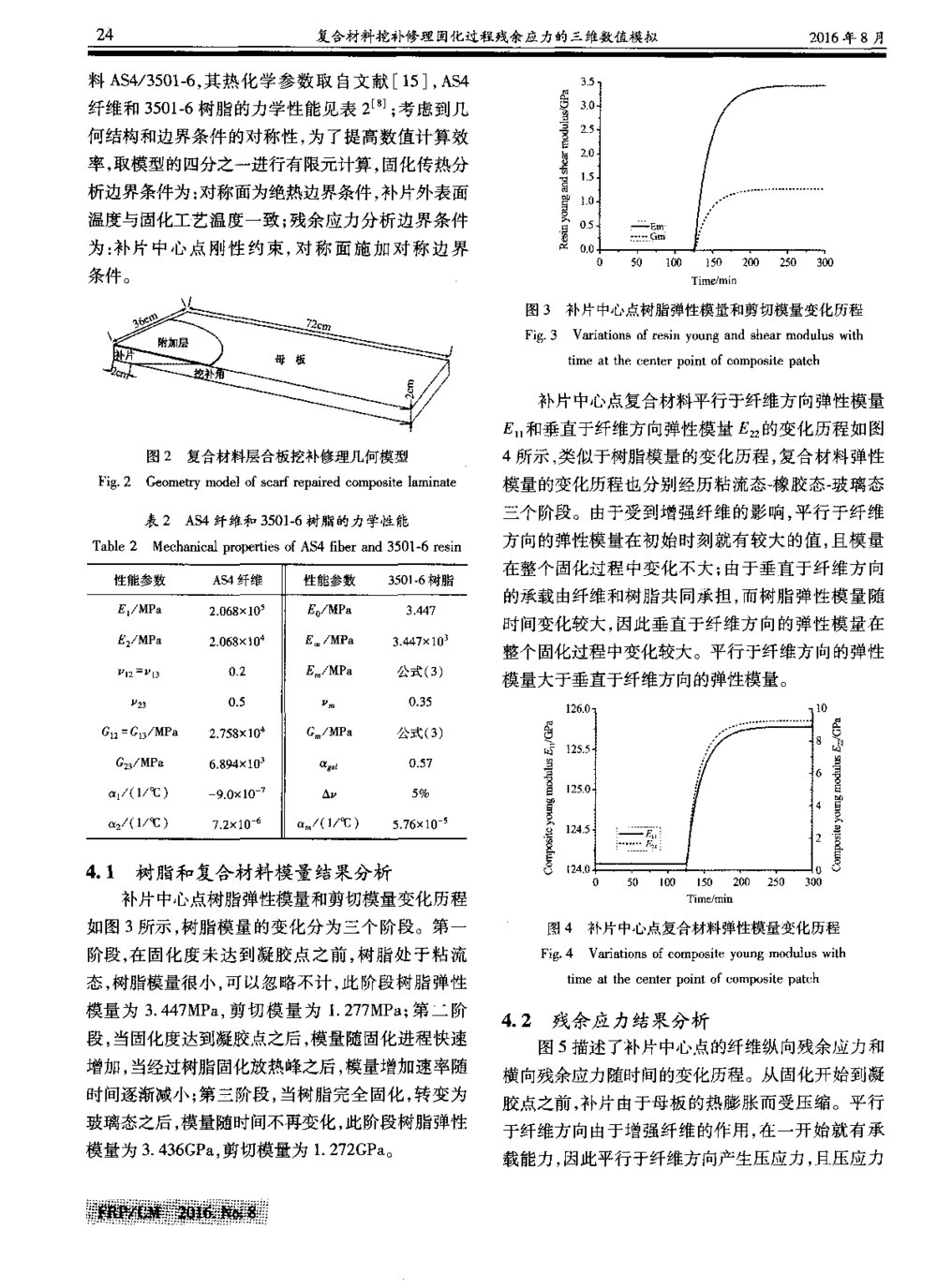 复合材料挖补修理固化过程残余应力的三维数值模拟3